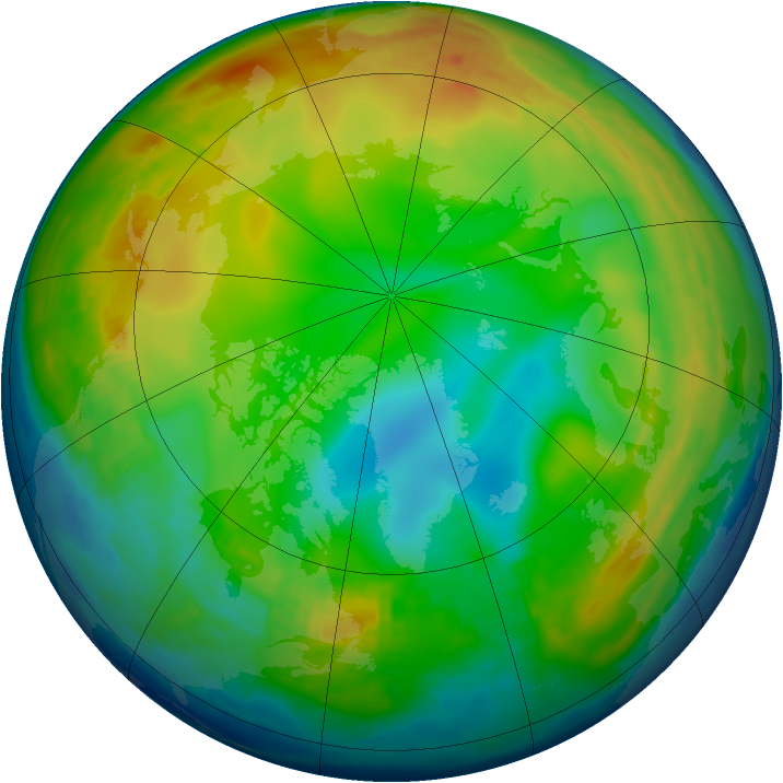 Arctic ozone map for 01 January 1997